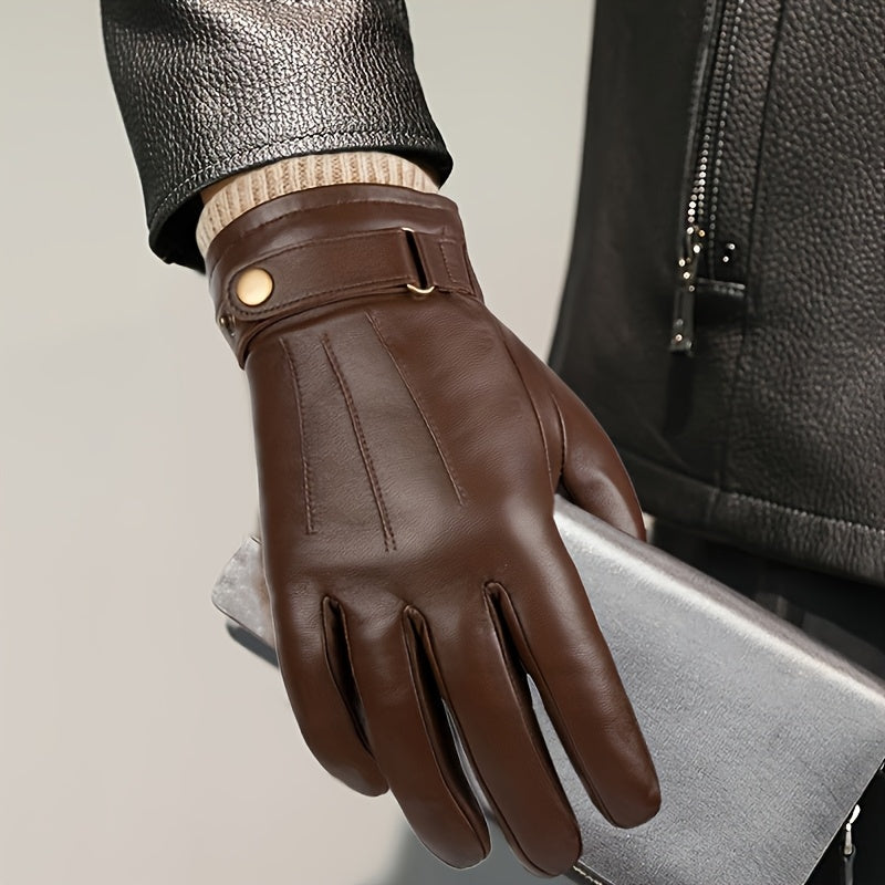 Winterhandschuhe Braun Strickbündchen Verstellbarer Riegel