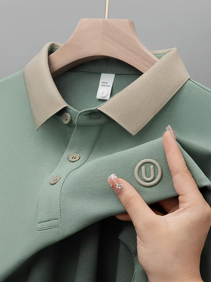 Men's Polo Shirt with Contrast Collar and Embroidery – Fashionable Casual Look