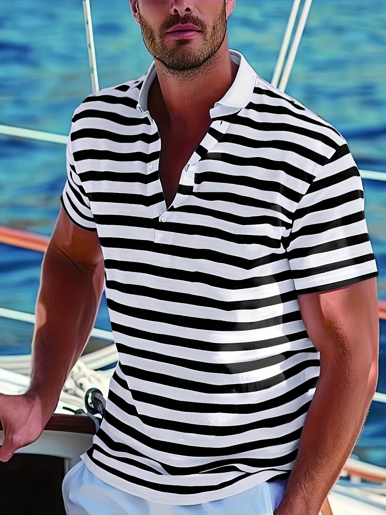Herren Polo-Shirt mit Streifen – Maritimer Casual-Look für Sommer und Freizeit