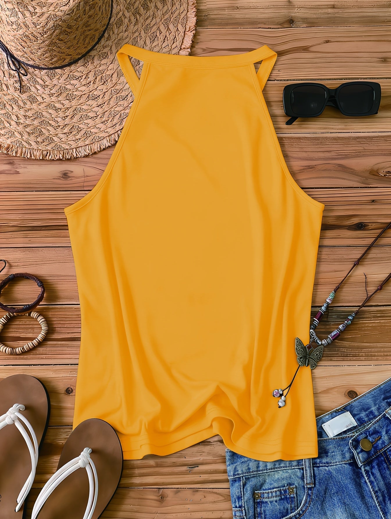 Women's Casual Summer Tank Top – Sun Motif & Quote "Every Little Thing Is Gonna Be All Right" – Casual Shirt