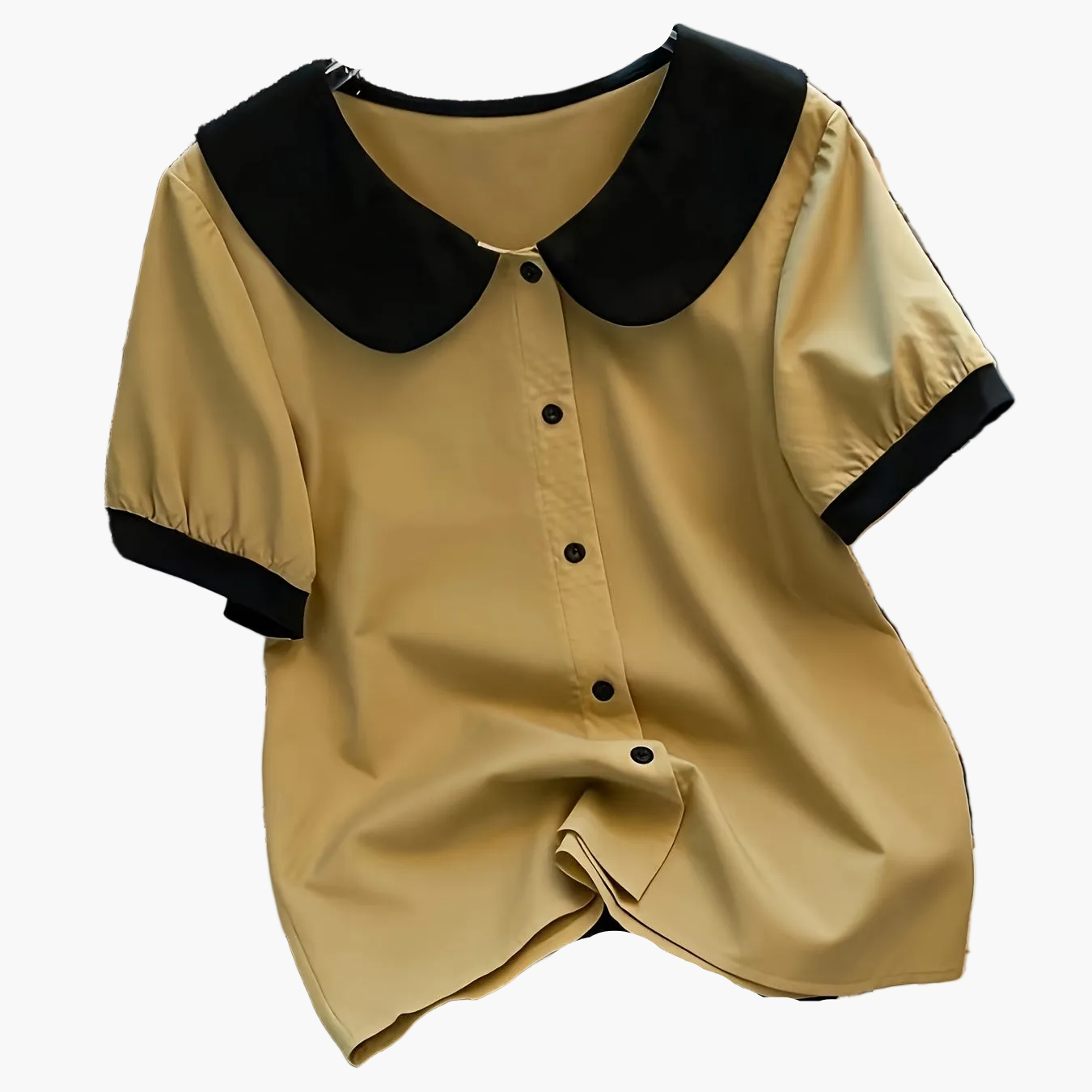 Women's blouse with vintage collar and button placket – elegant casual style for office & everyday wear