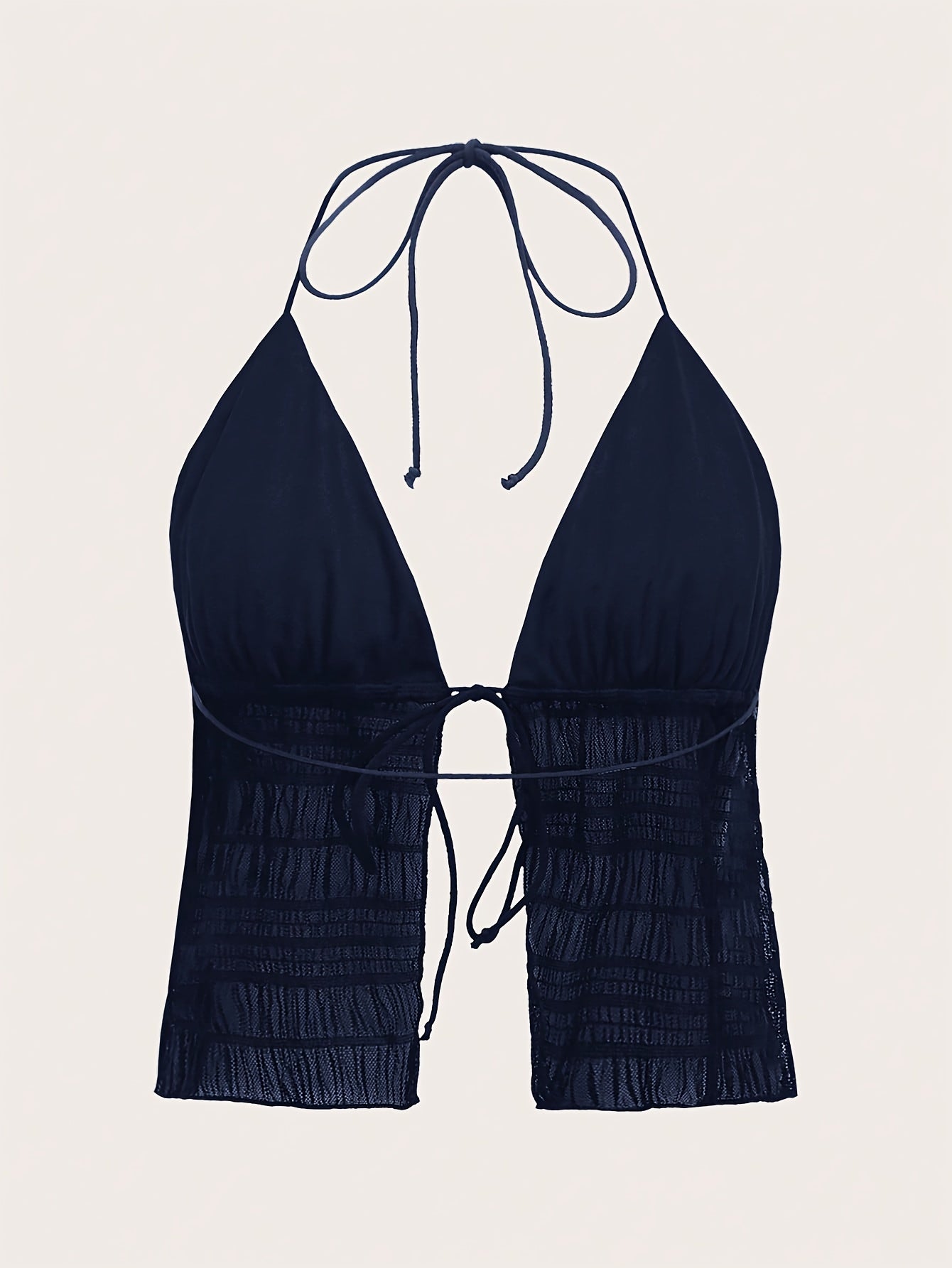 Women's Fashionable Halterneck Camisole Top with Ruching and Tie – Party & Summer Outfit