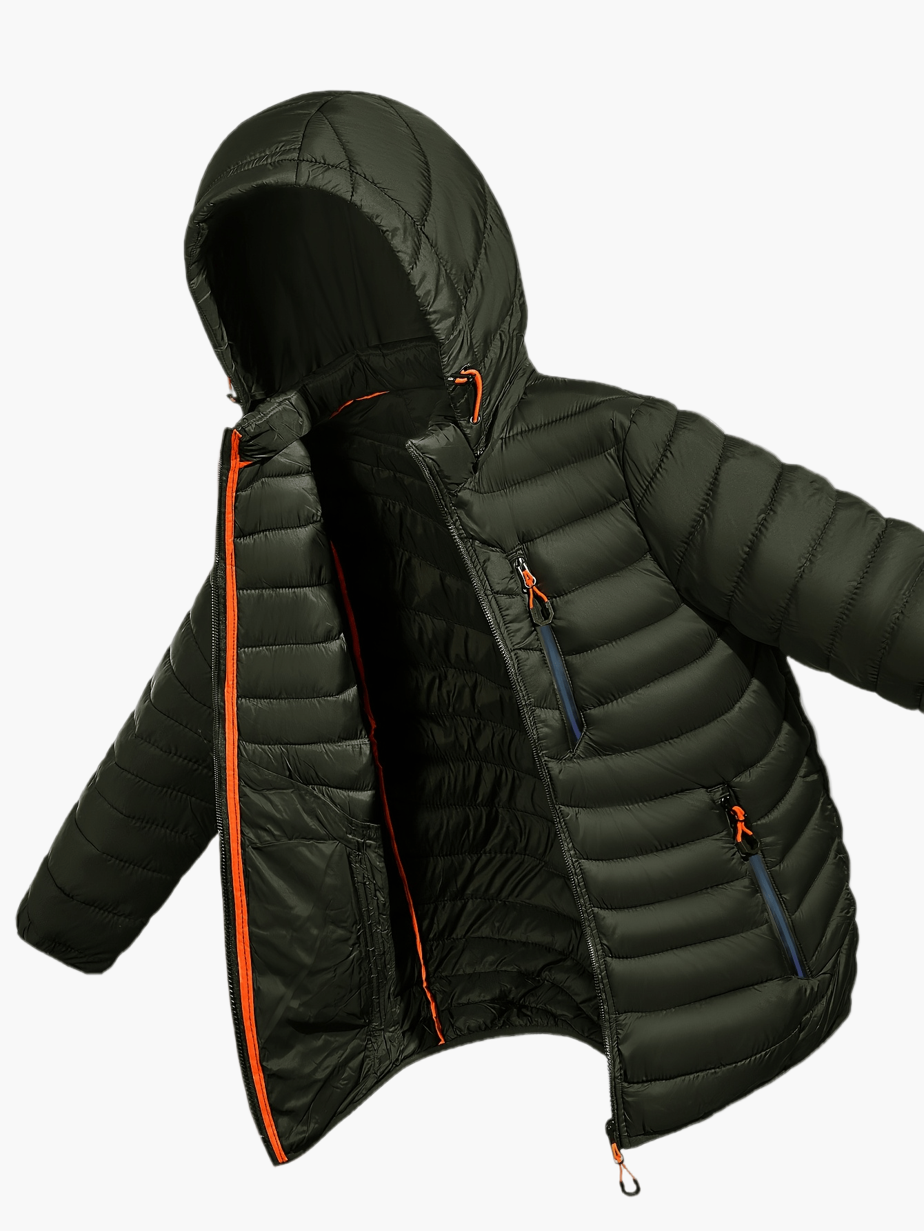 Men's Quilted Jacket with Hood – Lightweight Outdoor Transitional Jacket, Casual Style
