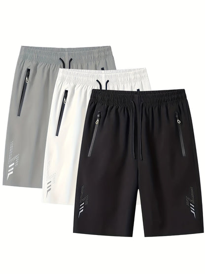 Men's sports shorts with zippered pockets for leisure and training