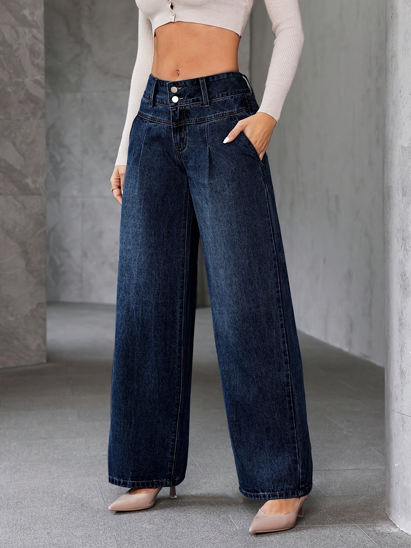Women's High Waist Wide Leg Jeans – Fashionable Flared Pants for Everyday and Leisure