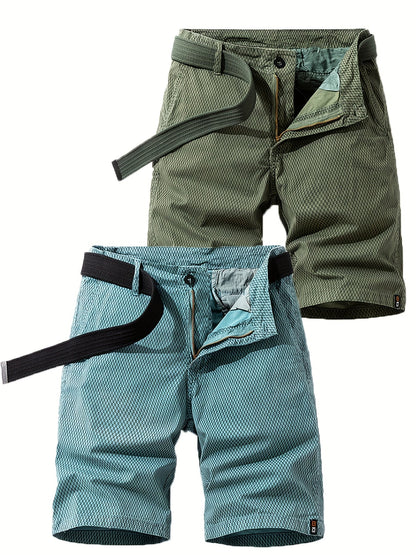 Men's Summer Casual Shorts with Belt – Breathable Regular Fit Bermuda Shorts for Everyday and Outdoor Use