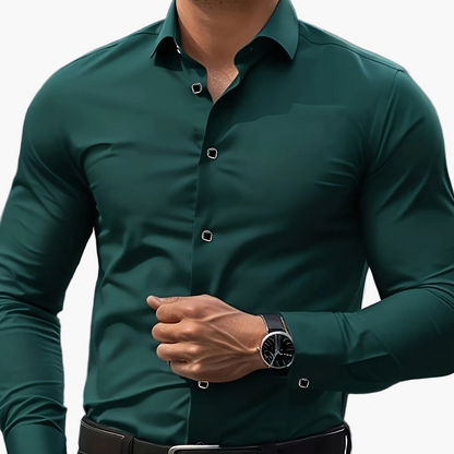 Men's Business Slim Fit Long Sleeve Shirt – Elegant Look for Office and Leisure
