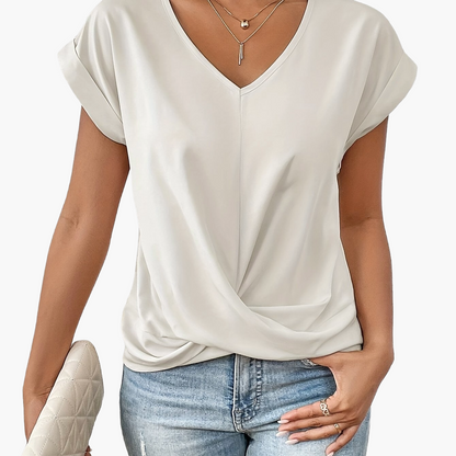 Women's Elegant Wrap Blouse with V-Neck for Everyday and Office