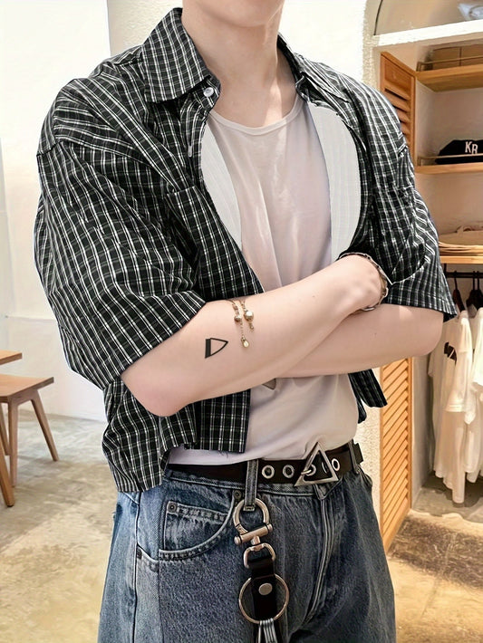Herren Kurzarm Oversize Hemd im Karo-Design – Moderner Streetstyle für Freizeit & Alltag