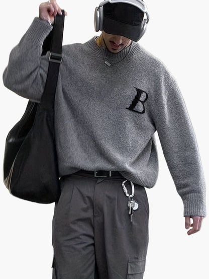 Men's street style pullover with letter pattern and loose fit – perfect for autumn and winter