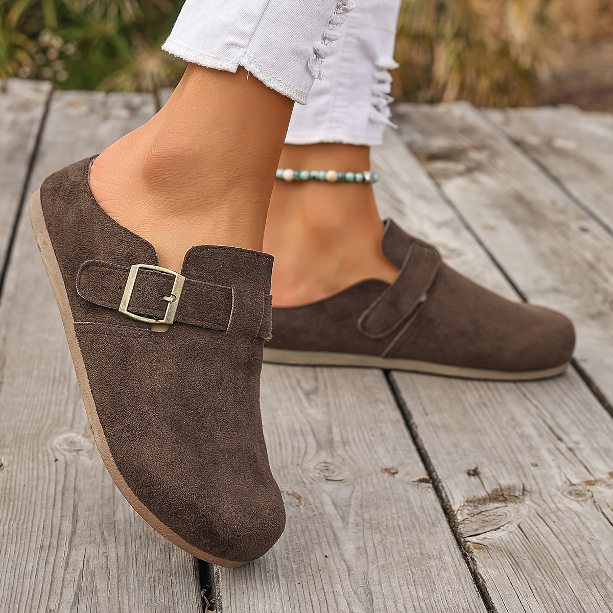 Damen Clogs Mules mit Schnalle – Bequeme Alltagsschuhe im klassischen Stil