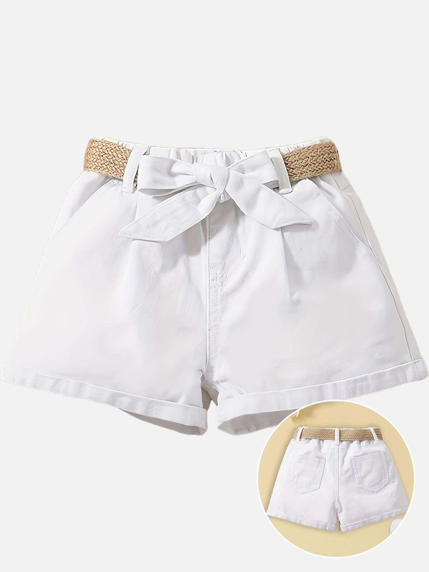 Women's High-Waist Paperbag Shorts with Belt and Bow – Elegant Summer Look