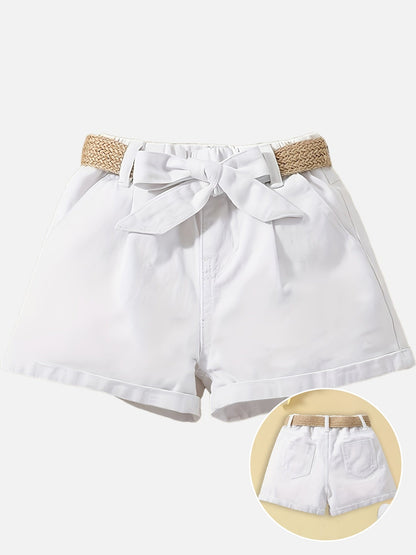 Women's High-Waist Paperbag Shorts with Belt and Bow – Elegant Summer Look