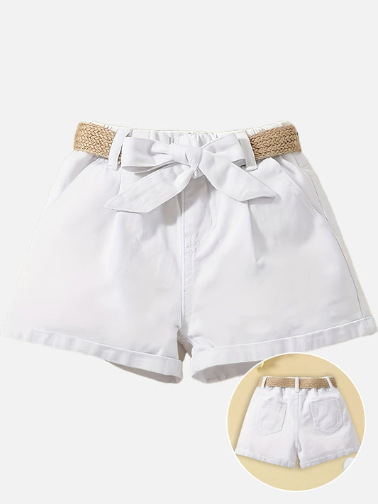 Women's High-Waist Paperbag Shorts with Belt and Bow – Elegant Summer Look