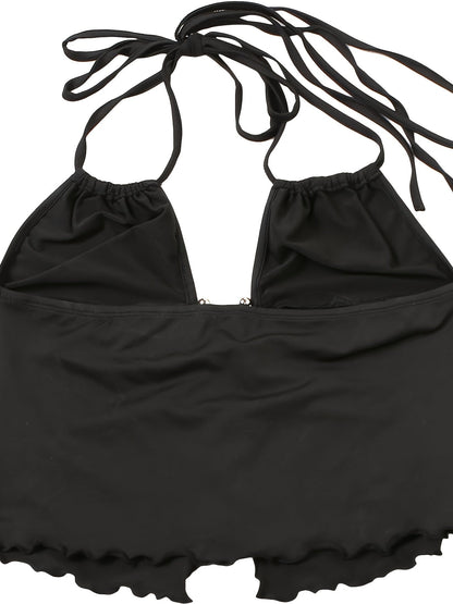 Women's Trendy Halter Top with Ring Detail and Cut-Outs for Evening and Party