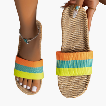 Women's Comfortable Summer Sandals in Casual Style – Flat Slip-Ons, Comfortable House Slippers, Open Toes
