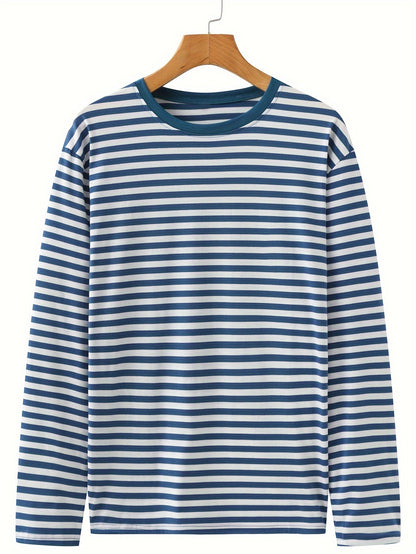 Striped long-sleeve crew-neck shirt for women and men