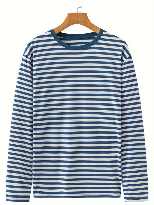 Striped long-sleeve crew-neck shirt for women and men