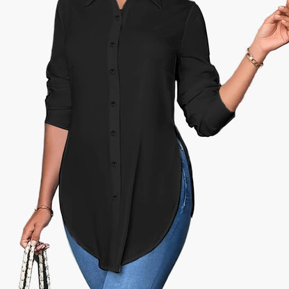 Women's Long-Sleeve Blouse Elegant Business Casual Shirt Tunic