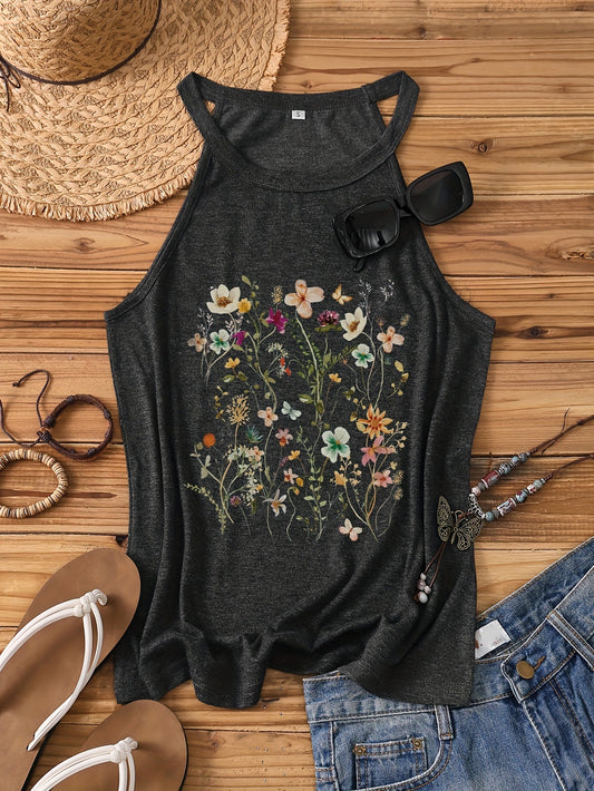 Damen Sommer Tanktop mit Blumenmuster – Freizeit Stil für Frühling und Sommer