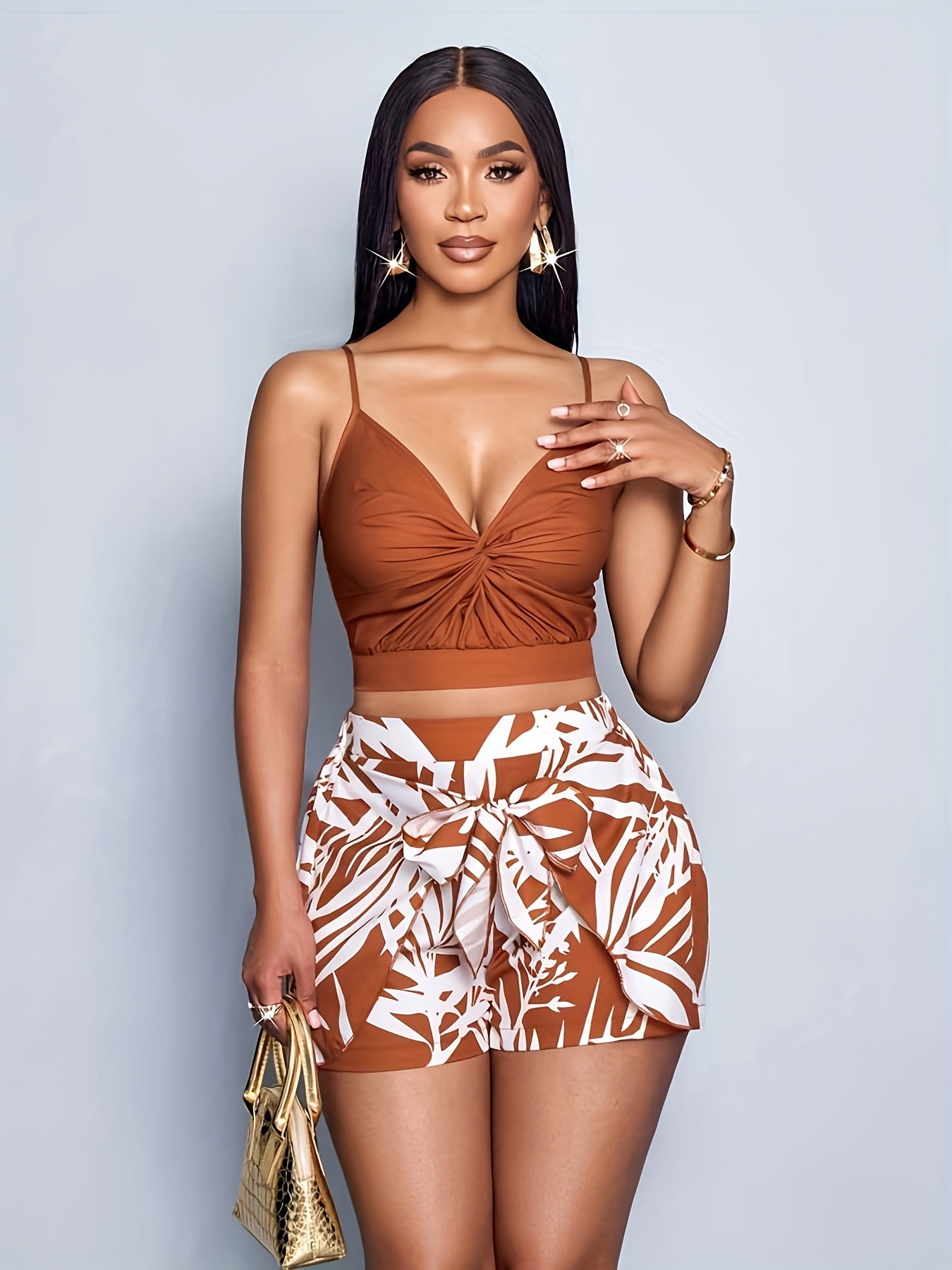 Damen Sommer Set – Modisches Crop Top und High-Waist Shorts für Urlaub und Freizeit