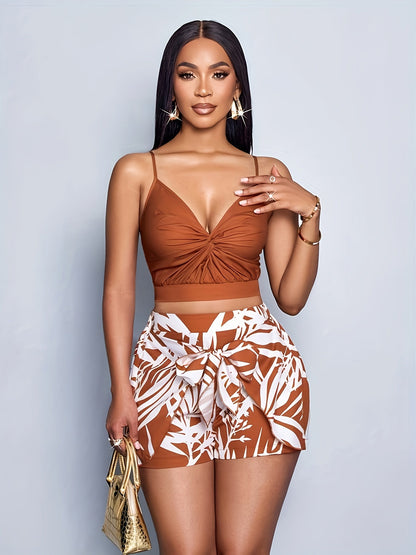 Damen Sommer Set – Modisches Crop Top und High-Waist Shorts für Urlaub und Freizeit