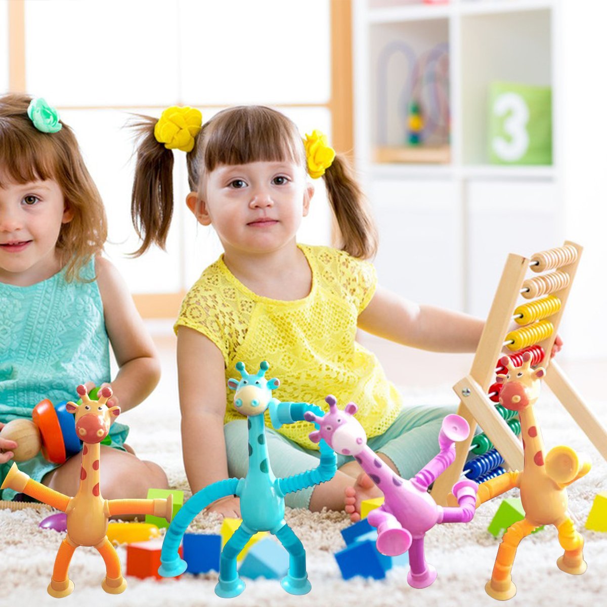 Children's Cartoon Telescopic Giraffe Fidget Toy with Suction Cup – Stress Relief & Sensory Fun