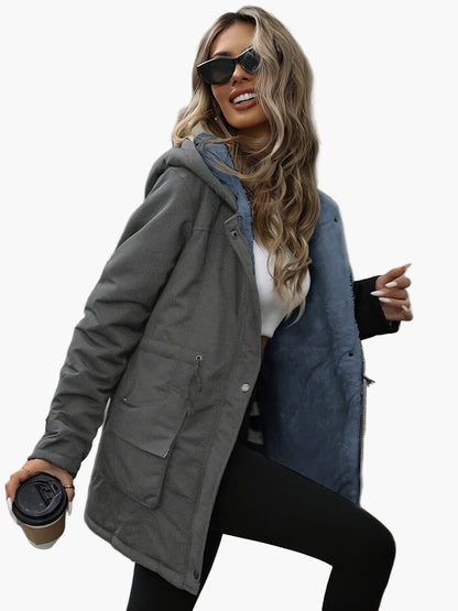 Damen Winter Parka mit Kapuze und Kordelzug – Warme Freizeitjacke für Alltag und Outdoor