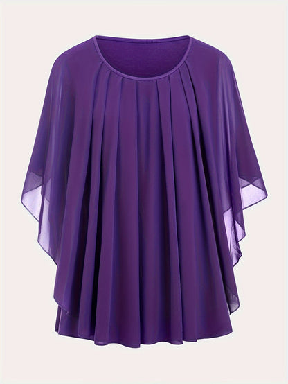 Women's Elegant Flowing Chiffon Cape Top for Going Out – Oversized Style