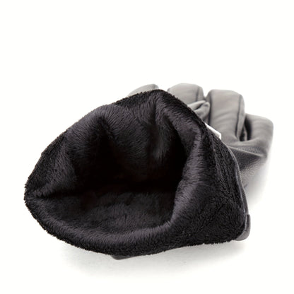 Black gloves with elastic cuffs