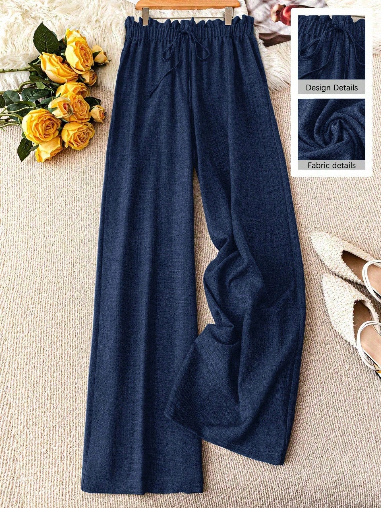 Damen Weite Freizeithose im Straight-Leg-Stil mit Kordelzug – Perfekt für Frühling & Sommer