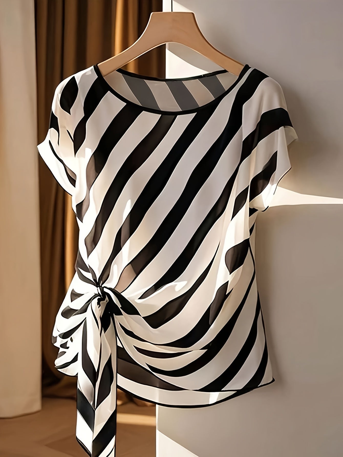 Women's Boho Blouse Shirt with Paisley Pattern and Knot Detail – Elegant Spring & Summer Top, Fashionable and Versatile