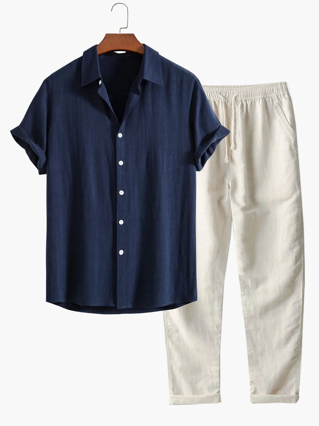Men's Short-Sleeve Casual Shirt with Stand-Up Collar – Modern Summer Shirt for Everyday and Vacation