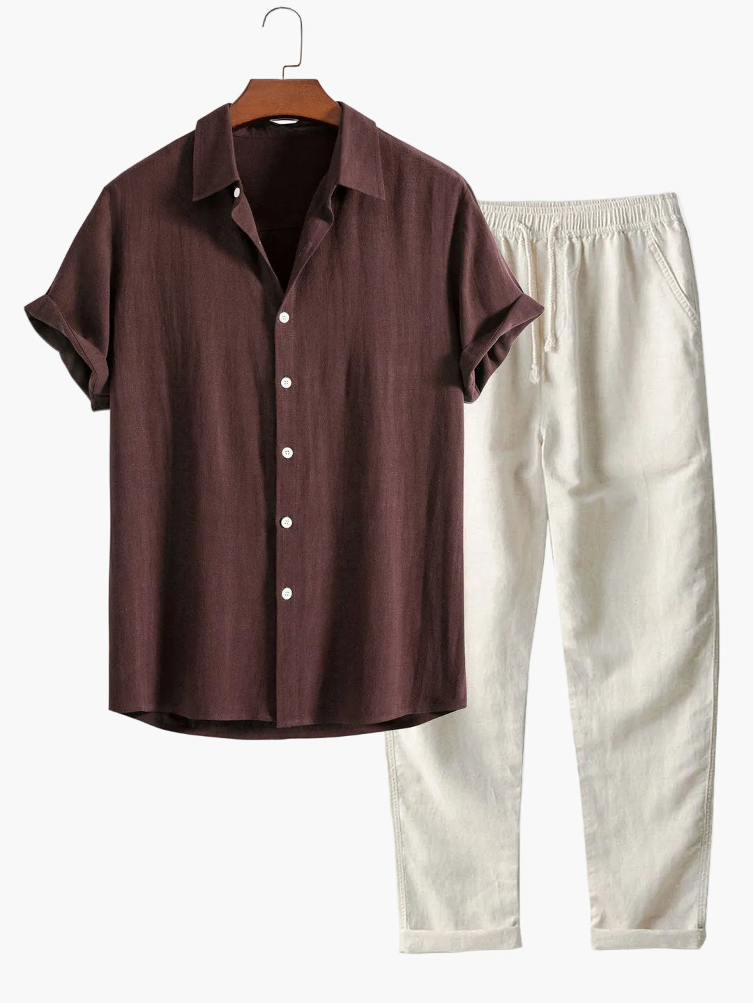 Men's Short-Sleeve Casual Shirt with Stand-Up Collar – Modern Summer Shirt for Everyday and Vacation