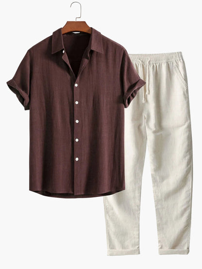 Men's Short-Sleeve Casual Shirt with Stand-Up Collar – Modern Summer Shirt for Everyday and Vacation