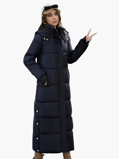 Damen Steppmantel Lang Eleganter Wintermantel mit Kapuze – Perfekt für Alltag und Outdoor