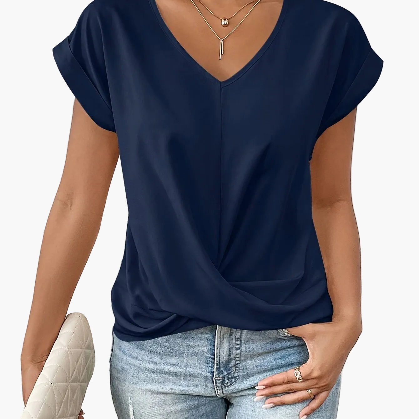 Women's Elegant Wrap Blouse with V-Neck for Everyday and Office