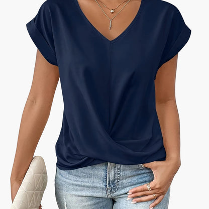Women's Elegant Wrap Blouse with V-Neck for Everyday and Office