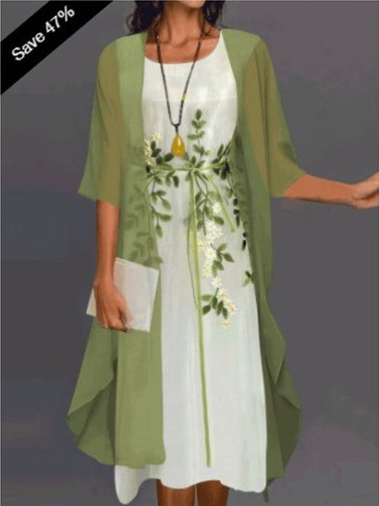 Hannah – Elegantes Spitzen-Chiffonkleid im Zweiteiler-Design