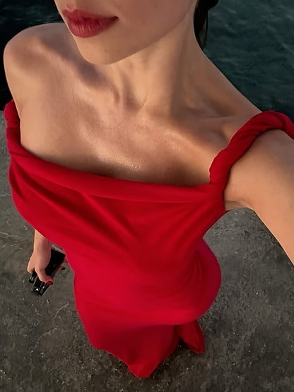 Women's Elegant Mermaid-Style Evening Dress, Off-Shoulder, Perfect for Special Occasions
