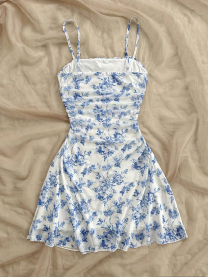 Women's Summer Dress Elegant with Floral Pattern and Spaghetti Straps – Perfect for Leisure and Vacation