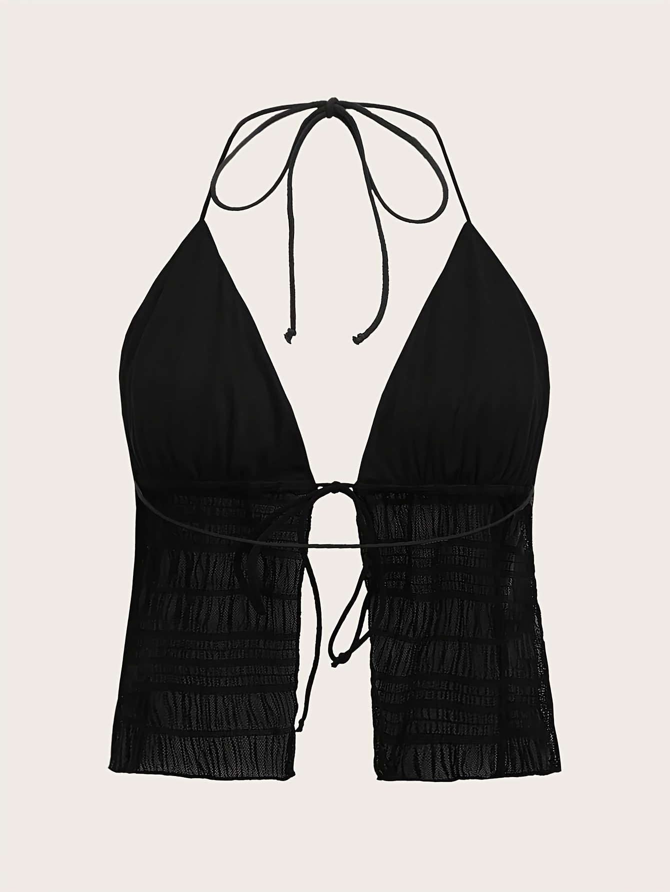 Women's Fashionable Halterneck Camisole Top with Ruching and Tie – Party & Summer Outfit