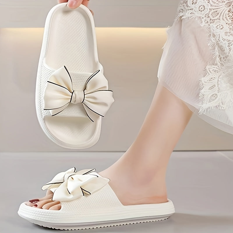 Women's slide sandals with large bow – stylish casual shoes for garden, pool, and everyday wear