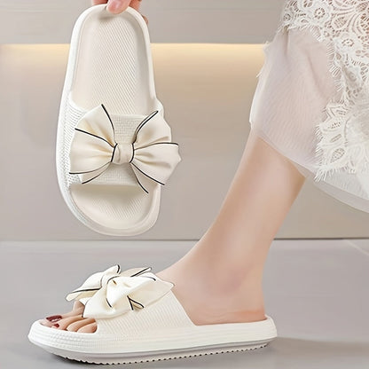 Women's slide sandals with large bow – stylish casual shoes for garden, pool, and everyday wear