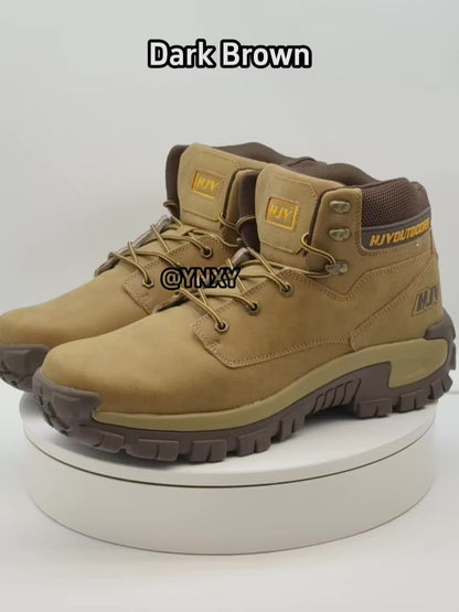 Herren Outdoor Stiefel Schwarz mit Schnürung Robuste Sohle Knöchelhoch