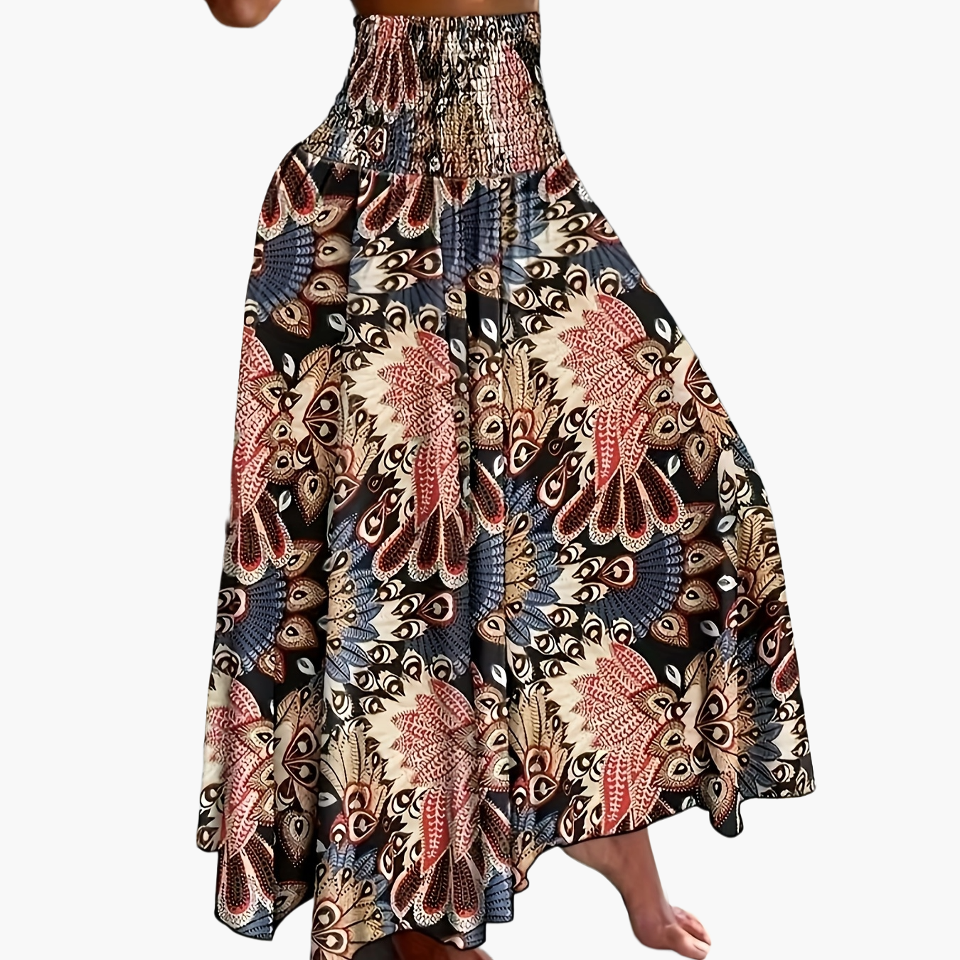 Women's maxi skirt with tropical floral pattern – Elegant summer skirt for leisure and vacation