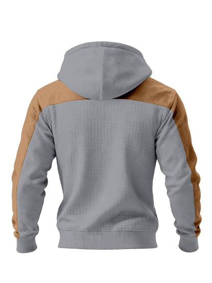 Herren Hoodie Halb-Reißverschluss Stepp-Optik Zweifarbig