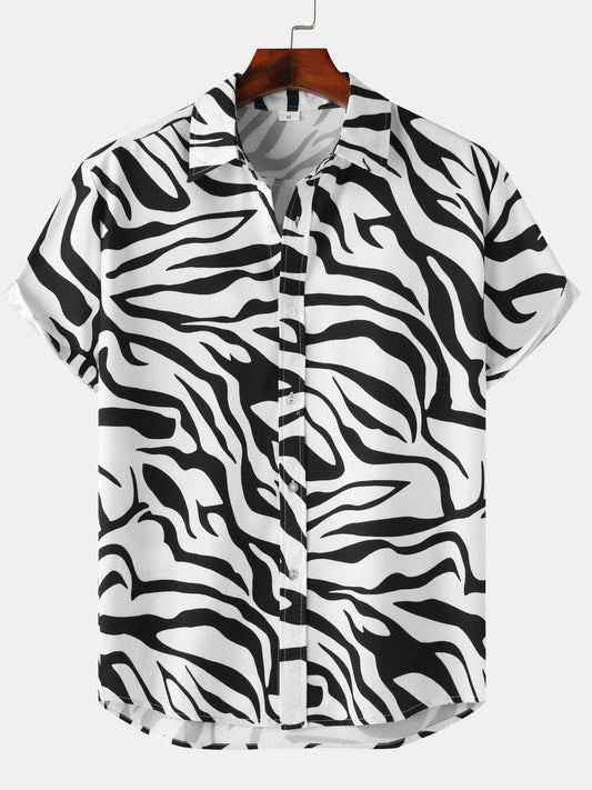 Herren Kurzarm Resort Hemd mit Zebra Muster – Modisches Statement für Freizeit und Urlaub