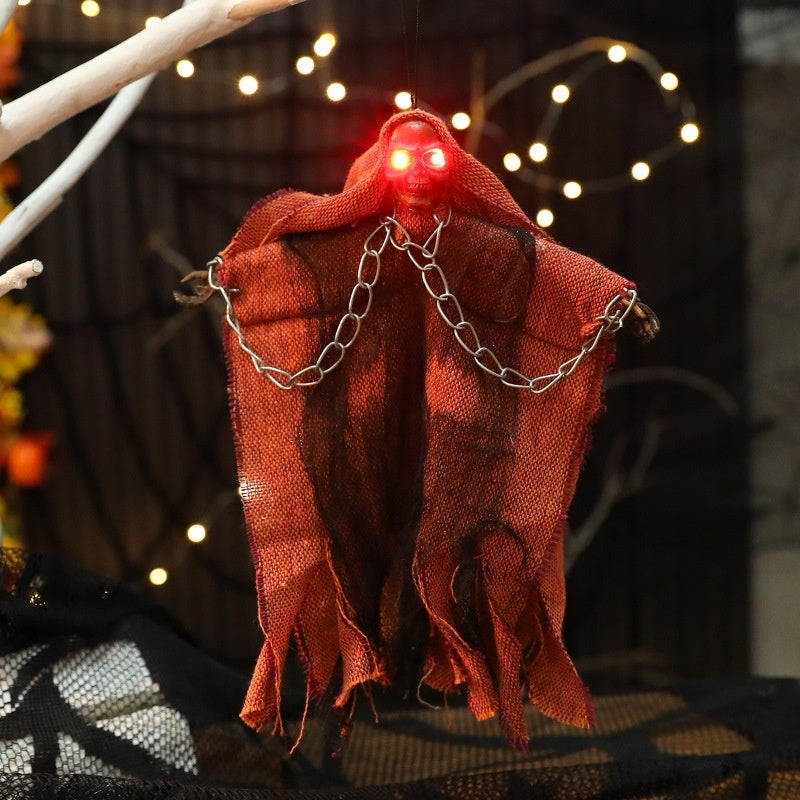 Halloween Hanging Ghost Chain with Glowing Eyes – Creepy Decoration for Halloween Parties