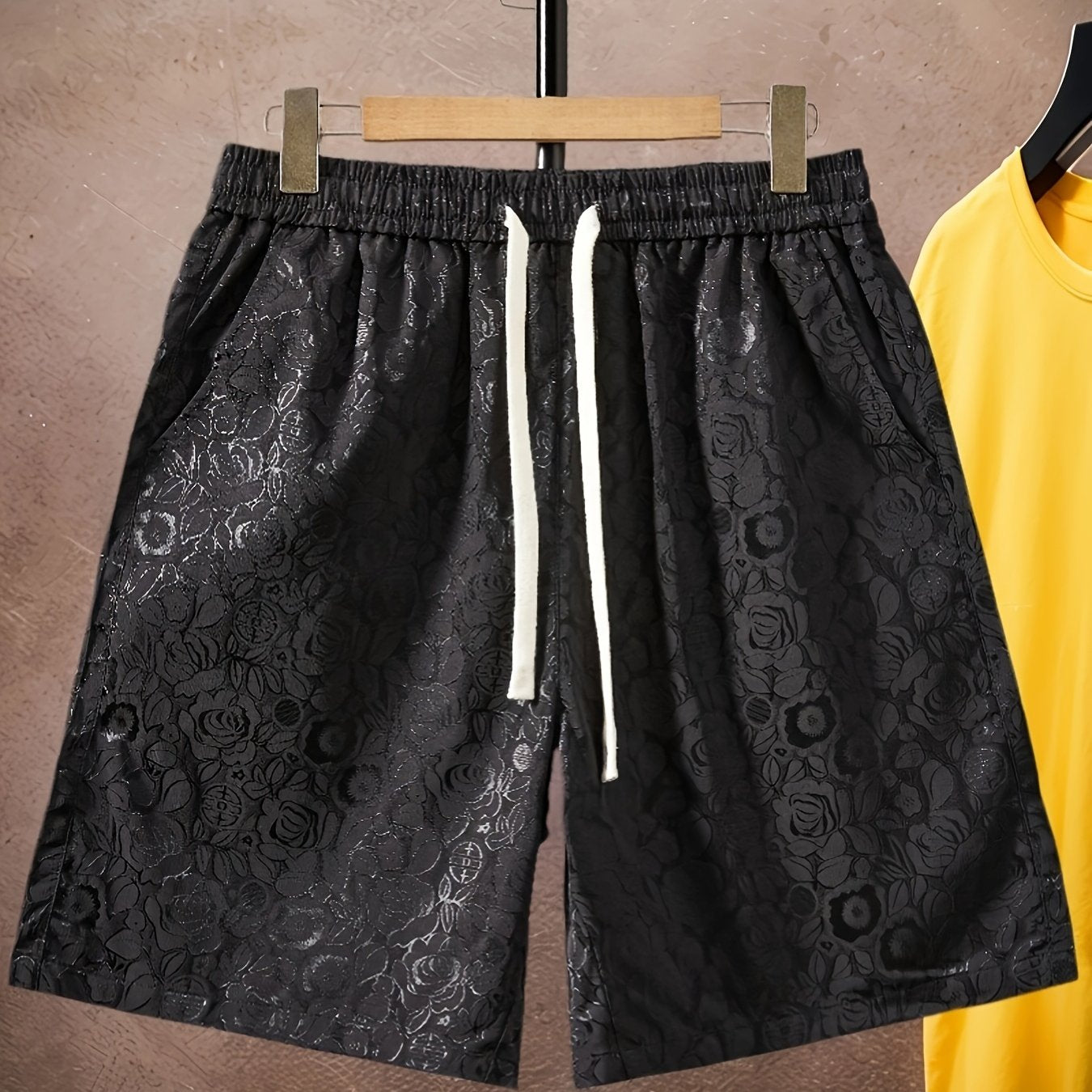 Men's jacquard shorts with floral pattern for casual and street style